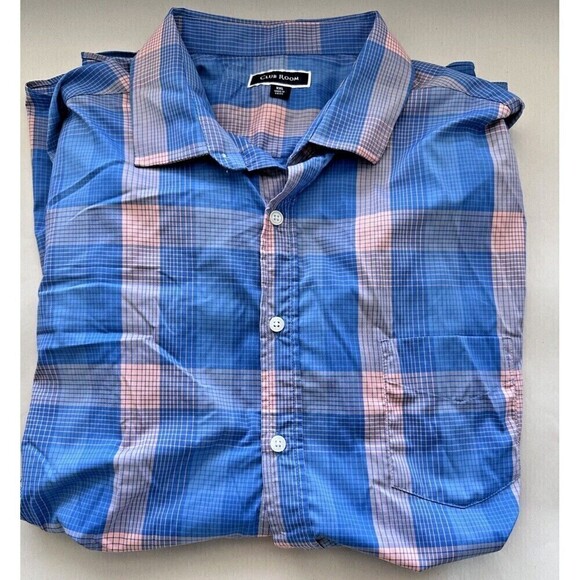Club Room Mens Kevin Classic-Fit Plaid Button Down Shirt Hyper Blue Size 2XL - Picture 2 of 5